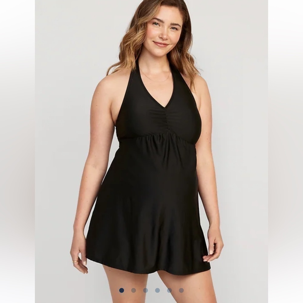 BNWT Old Navy Maternity Jet Black Bathing Suit Dress Medium